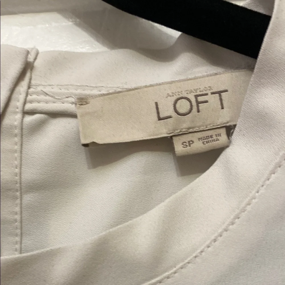 LOFT Cream Boxy Blouse with Mandarin Collar - Picture 2 of 3